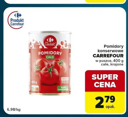 Pomidory konserwowe krojone Carrefour promocja w Globi