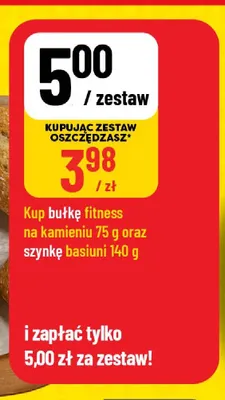 Zestaw bułka fitness na kamieniu + szynka Basiuni Sokołów promocja w POLOmarket