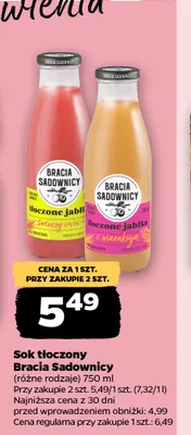 Sok tłoczony jabłko smoczy owoc Bracia Sadownicy promocja w Netto