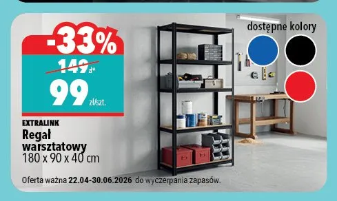 Regał warsztatowy EXTRALINK 180x90x40cm promocja w Biedronka Home