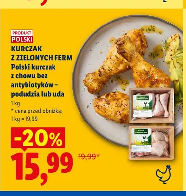 Polski kurczak z chowu bez antybiotyków - uda Kurczak z Zielonych Ferm promocja w Lidl