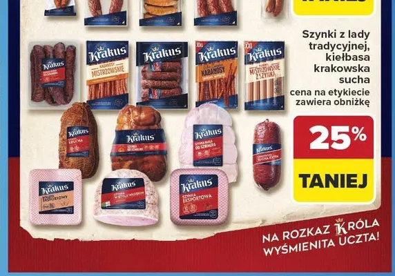 Kiełbasa krakowska sucha Krakus promocja w Carrefour
