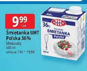 Śmietanka UHT polska Mlekovita 36% promocja w Leclerc