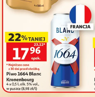 Piwo Kronenbourg 1664 Blanc 4-pak promocja w Auchan