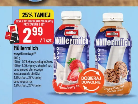 Napój mleczny Müllermilch Choco-Caramel Cookie taste Müller promocja w POLOmarket