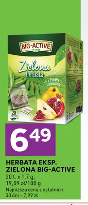 Herbata ekspresowa zielona Big-Active promocja w Stokrotka