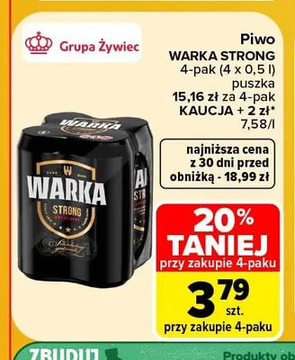 Piwo Warka Strong 4-pak promocja w Carrefour Market