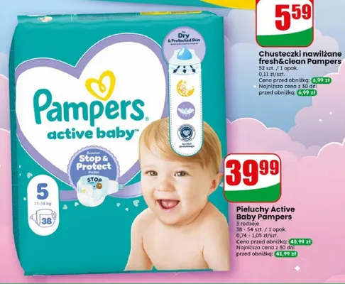 Pieluchy Active Baby Pampers promocja w Dino