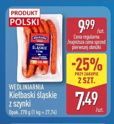 Kiełbaski śląskie z szynki Wędliniarnia promocja w Aldi