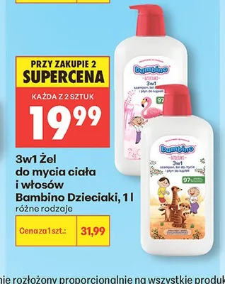 3w1 Żel do mycia ciała i włosów Bambino Dzieciaki promocja w Biedronka