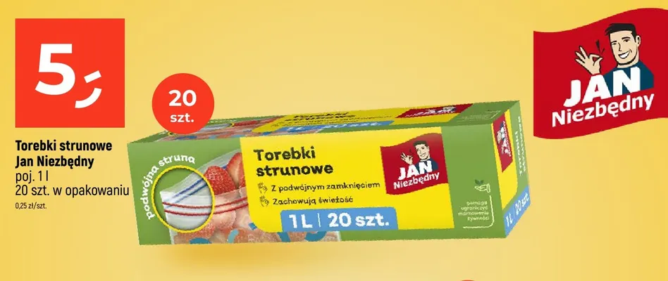Torebki strunowe Jan Niezbędny 1 l promocja w Dealz