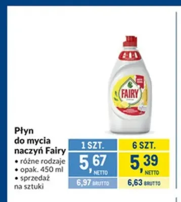 Płyn do mycia naczyń Fairy promocja w Makro