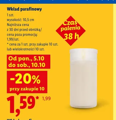 Wkład parafinowy 10,5 cm promocja w Lidl
