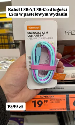 Kabel USB-A/USB-C o długości 1,5m promocja w Biedronka