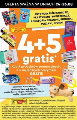 Artykuły piśmiennicze plastyczne papiernicze akcesoria szkolne piórniki plecaki worki promocja w Biedronka