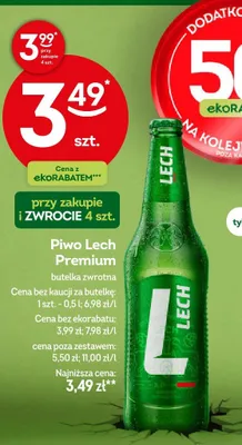 Piwo Lech Premium butelka zwrotna promocja w Żabka