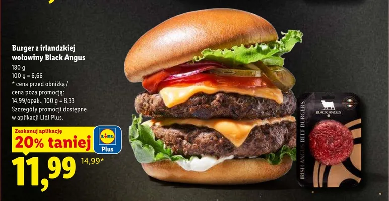 Burger z irlandzkiej wołowiny Black Angus promocja w Lidl