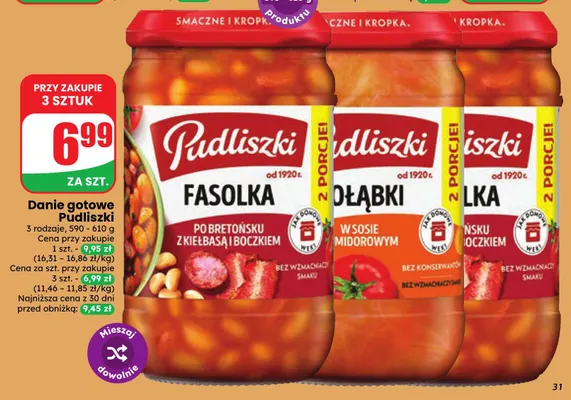 Danie gotowe Gołąbki w sosie pomidorowym Pudliszki promocja w Dino