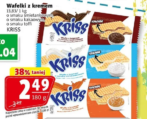 Wafelki z kremem o smaku śmietankowym, kakaowym, toffi promocja w Prim Market