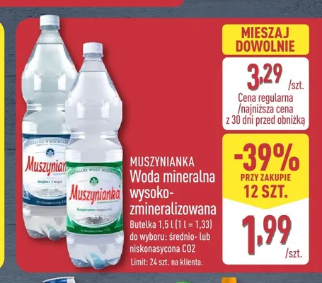 Woda mineralna gazowana Muszynianka promocja w Aldi