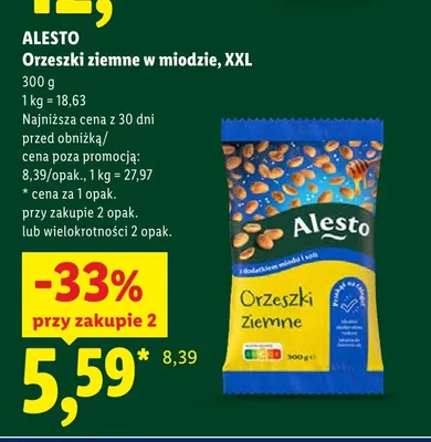 Orzeszki ziemne w miodzie XXL Alesto promocja w Lidl