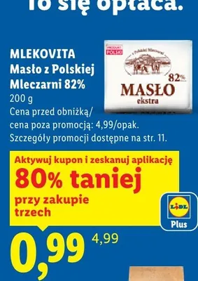Masło z Polskiej Mleczarni 82% Mlekovita promocja w Lidl