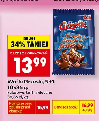 Wafle Grześki toffi 10-pak promocja w Biedronka