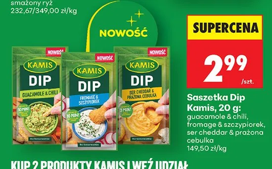 Sos w proszku Dip Kamis fromage & szczypiorek promocja w Biedronka