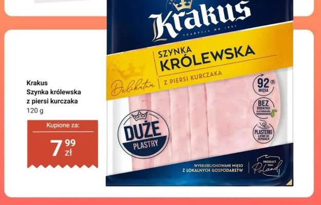 Szynka królewska z piersi kurczaka Krakus promocja w Dino