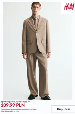 Spodnie garniturowe Loose Fit H & M promocja w H&M