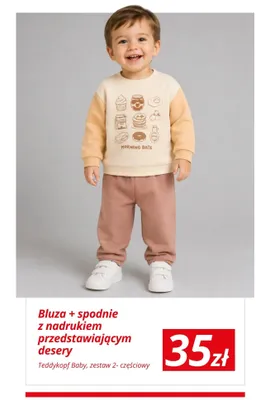 Zestaw bluza + spodnie dziecięce z nadrukiem przedstawiającym desery Teddykopf Baby promocja w KiK
