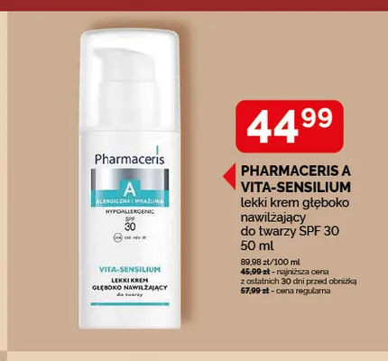 Krem do twarzy głęboko nawilżający Pharmaceris A Vita-Sensilium SPF 30 promocja w Ziko Dermo