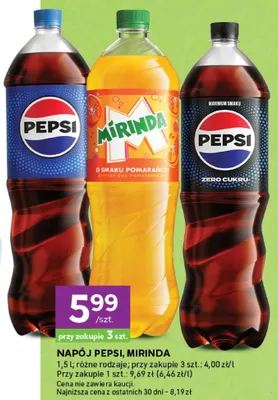 Napój Pepsi, Mirinda różne rodzaje promocja w Stokrotka