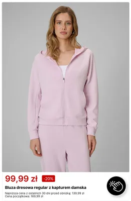 Bluza dresowa regular z kapturem damska promocja w 4F