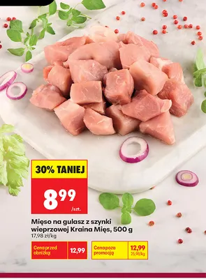 Mięso na gulasz z szynki wieprzowej Kraina Mięs promocja w Biedronka