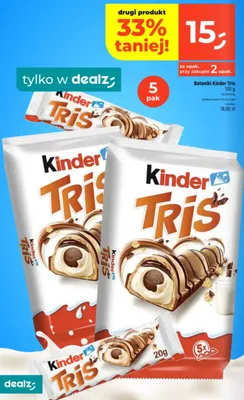 Batoniki Kinder Tris 5-pak 20 g promocja w Dealz