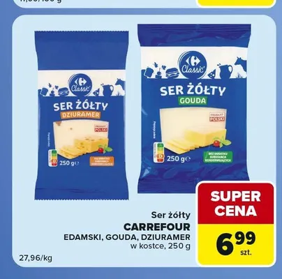 Ser żółty Edamski w kostce Carrefour Classic promocja w Carrefour Express