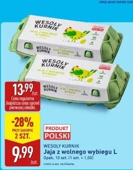 Jaja z wolnego wybiegu L promocja w Aldi