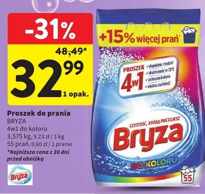 Proszek do prania Bryza 4w1 do koloru promocja w Intermarche