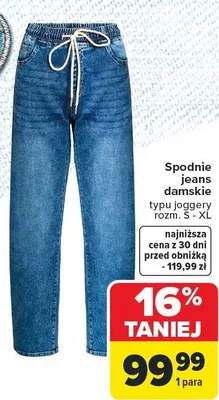 Spodnie jeans damskie typu joggery promocja w Carrefour