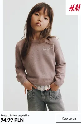 Sweter z haftem angielskim H & M promocja w H&M