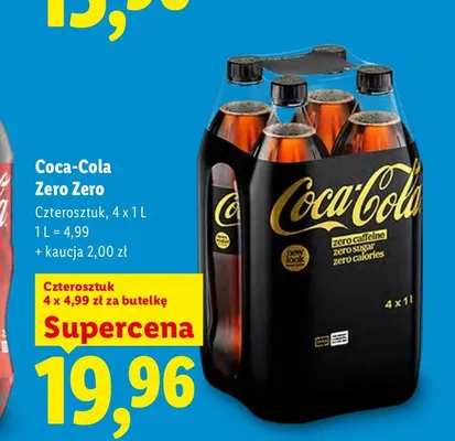 Napój gazowany Coca-Cola Zero Zero 4-pak 1 l promocja w Lidl