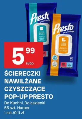 Chusteczki nawilżane czyszczące Pop-Up Presto do Łazienki promocja w Chorten