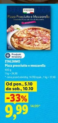 Pizza prosciutto e mozzarella Italiamo promocja w Lidl