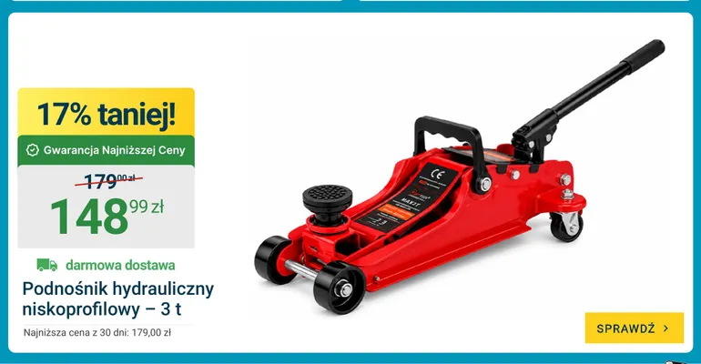 Podnośnik hydrauliczny niskoprofilowy 3 t promocja w ERLI
