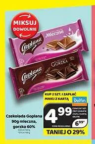Czekolada mleczna Goplana promocja w Delfin