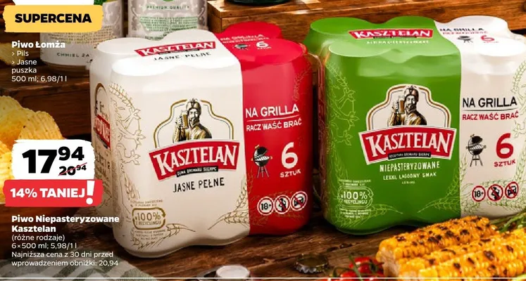 Piwo Kasztelan Niepasteryzowane 6-pak 500ml promocja w Netto