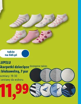 Skarpetki dziecięce z biobawełną 7 par promocja w Lidl