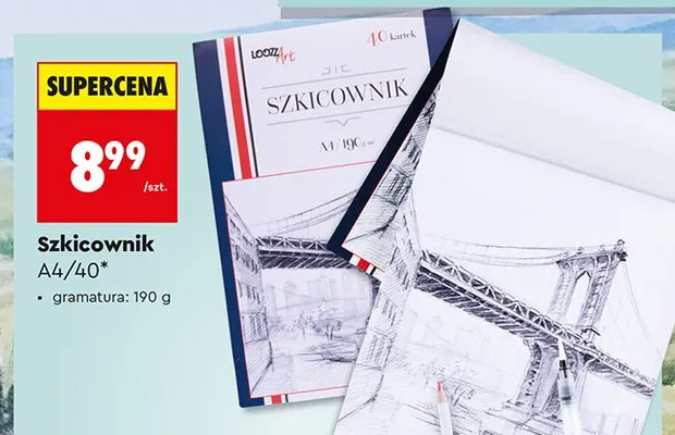 Szkicownik Loozz Art A4 40 kartek promocja w Biedronka
