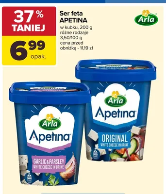 Ser feta Apetina w kubku Garlic & Parsley promocja w Carrefour